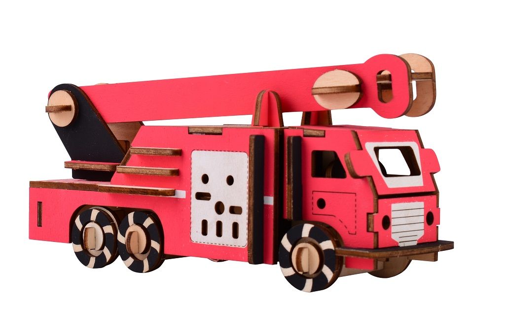 Dřevěné hračky Woodcraft Dřevěné 3D puzzle Hasičský vůz Woodcraft construction kit