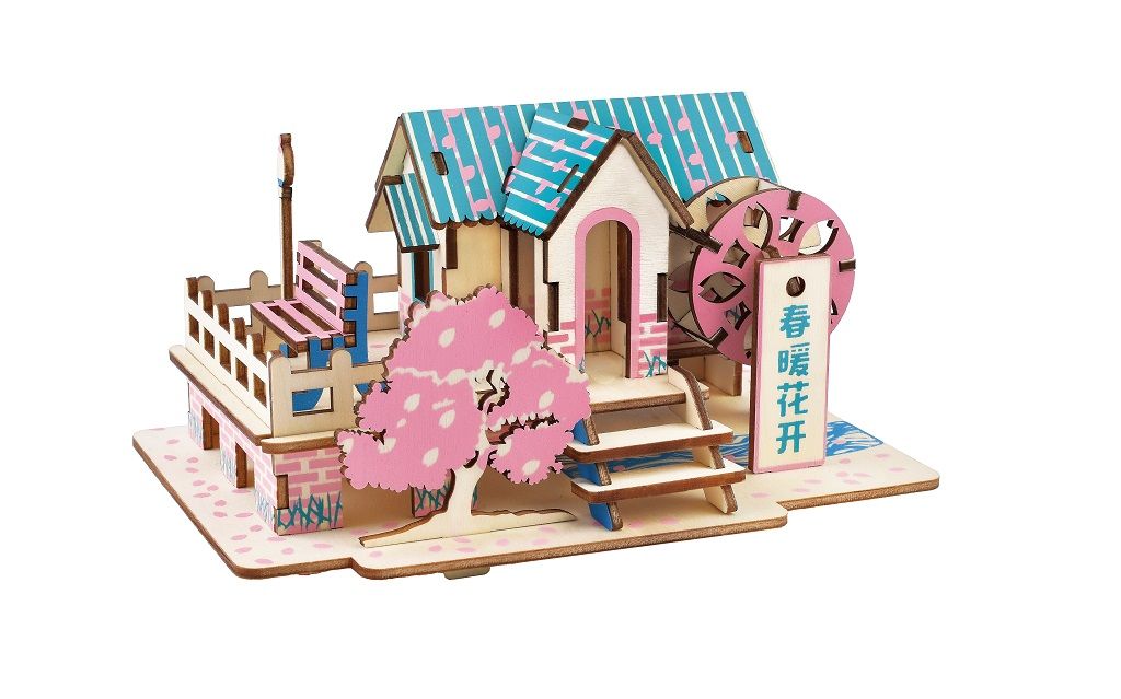 Dřevěné hračky Woodcraft Dřevěné 3D puzzle Jarní dům Woodcraft construction kit