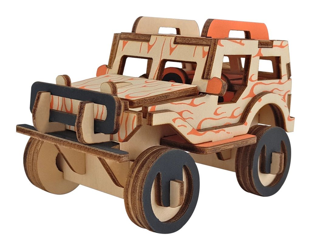 Dřevěné hračky Woodcraft Dřevěné 3D puzzle Jeep Woodcraft construction kit