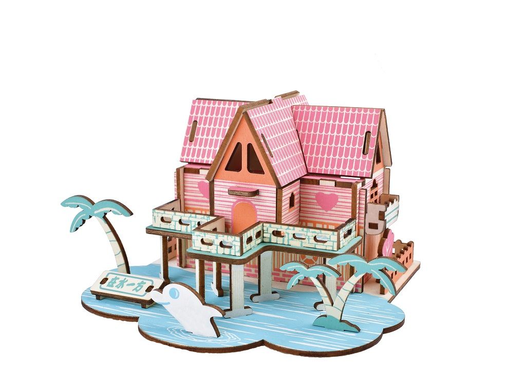 Dřevěné hračky Woodcraft Dřevěné 3D puzzle Letní dům Woodcraft construction kit