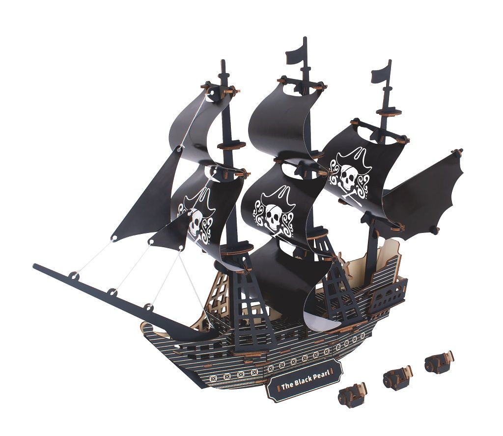 Dřevěné hračky Woodcraft Dřevěné 3D puzzle Pirátská loď Černá perla Woodcraft construction kit