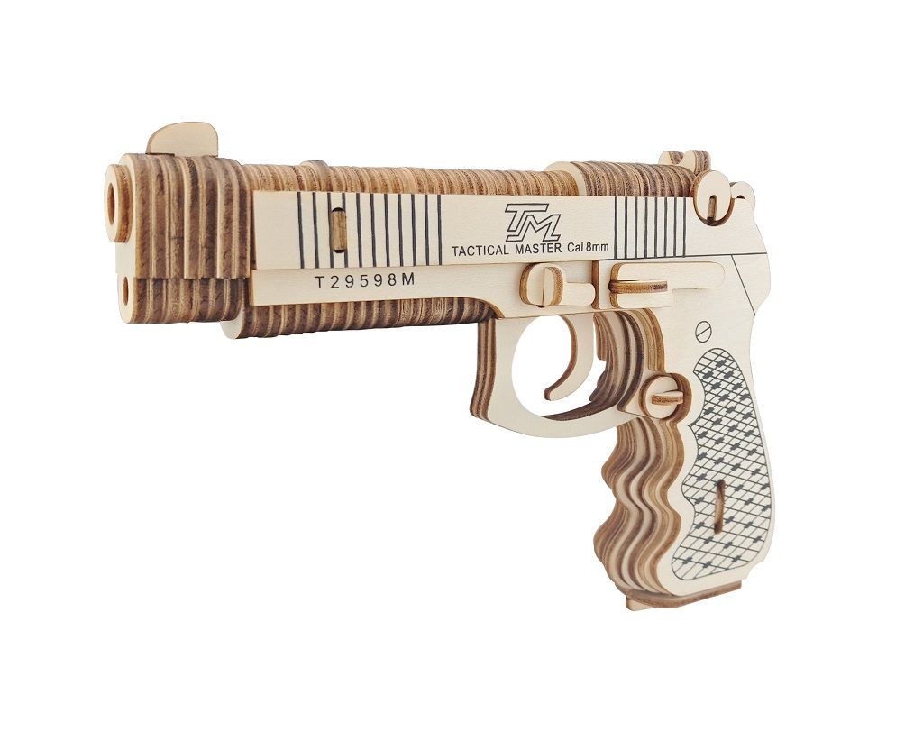 Dřevěné hračky Woodcraft Dřevěné 3D puzzle Pistole M92F Woodcraft construction kit