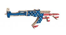 Woodcraft Dřevěné 3D puzzle Samopal AK47 v barvách Americké vlajky