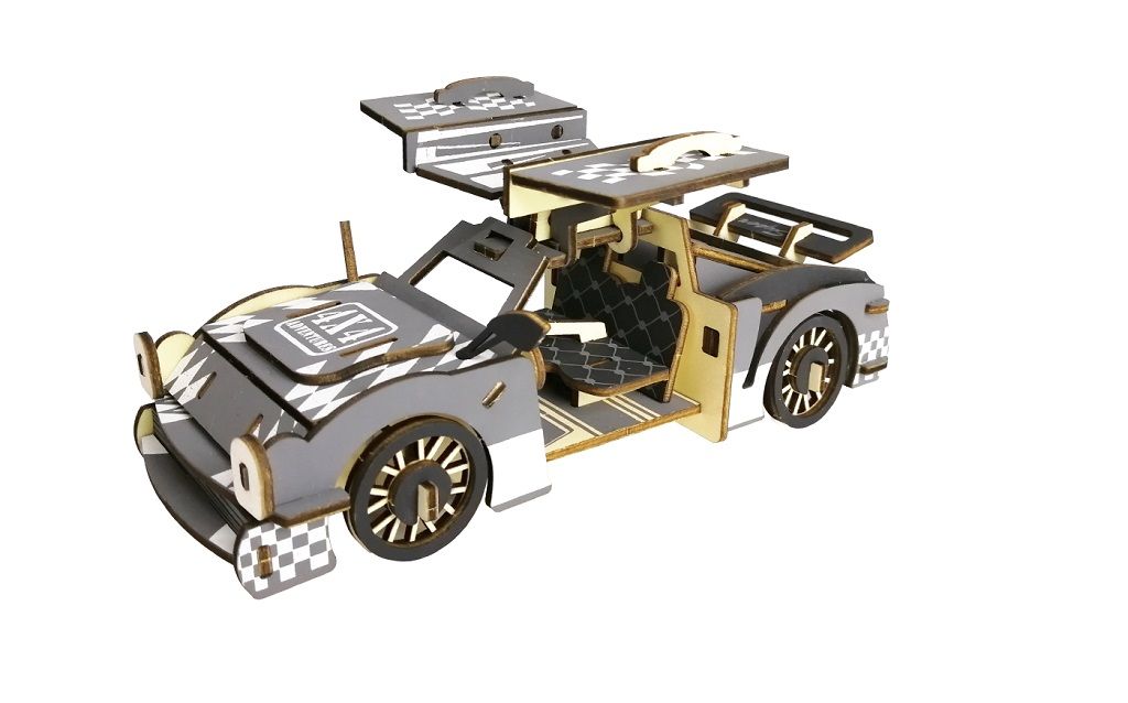 Dřevěné hračky Woodcraft Dřevěné 3D puzzle Sportovní auto Woodcraft construction kit
