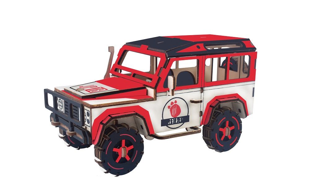 Dřevěné hračky Woodcraft Dřevěné 3D puzzle SUV Woodcraft construction kit