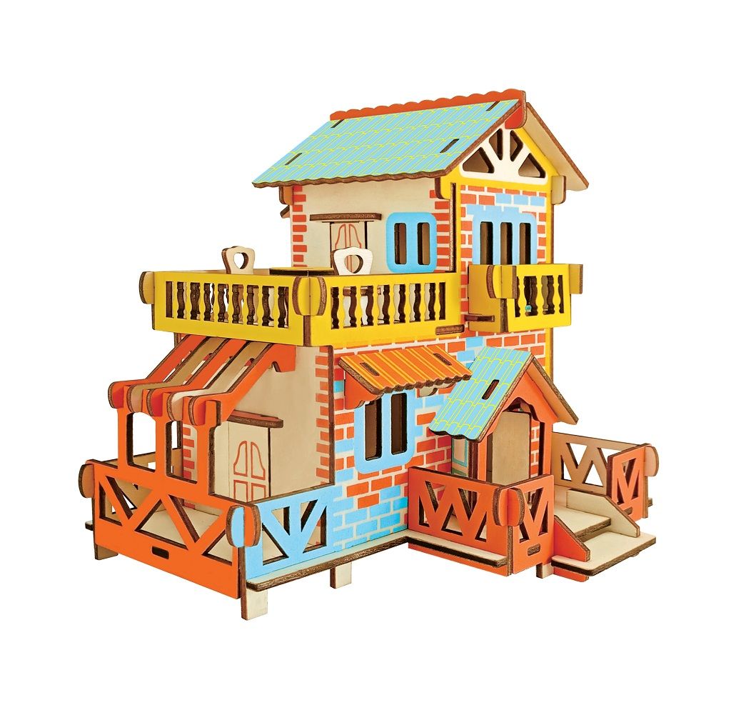 Dřevěné hračky Woodcraft Dřevěné 3D puzzle Venkovská chata Woodcraft construction kit