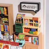 Dřevěné hračky RoboTime miniatura domečku Fascinující knihkupectví