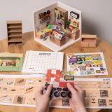 Dřevěné hračky RoboTime miniatura domečku Fascinující knihkupectví