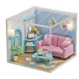Dřevěné hračky Dvěděti miniatura domečku Slunný obývací pokoj