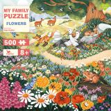 Dřevěné hračky Magellan Rodinné puzzle Květiny a lesní zvířátka 500 dílků