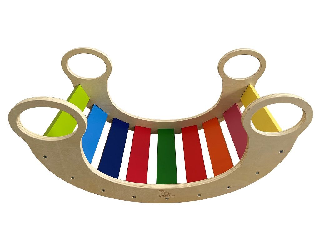 Dřevěné hračky Dvěděti Montessori duhová houpačka