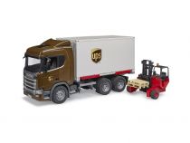 Dřevěné hračky Bruder Logistický vůz Scania UPS s vysokozdvižným vozíkem