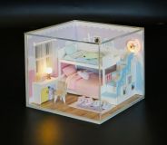 Dřevěné hračky Dvěděti miniatura domečku Ložnice sladkých snů