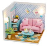 Dřevěné hračky Dvěděti miniatura domečku Slunný obývací pokoj