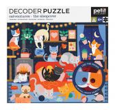 Dřevěné hračky Petit Collage Puzzle kočky 100 ks s 3D brýlemi