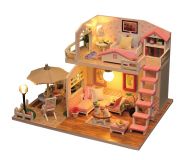 Dřevěné hračky Dvěděti miniatura domečku Růžový dům
