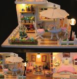 Dřevěné hračky Dvěděti miniatura domečku Růžový dům