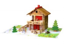 Dřevěné hračky Jeujura Dřevěná stavebnice 215 dílů Velká alpská chata
