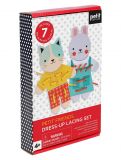 Dřevěné hračky Petit Collage Provlékání Oblékací set kocour a králíček