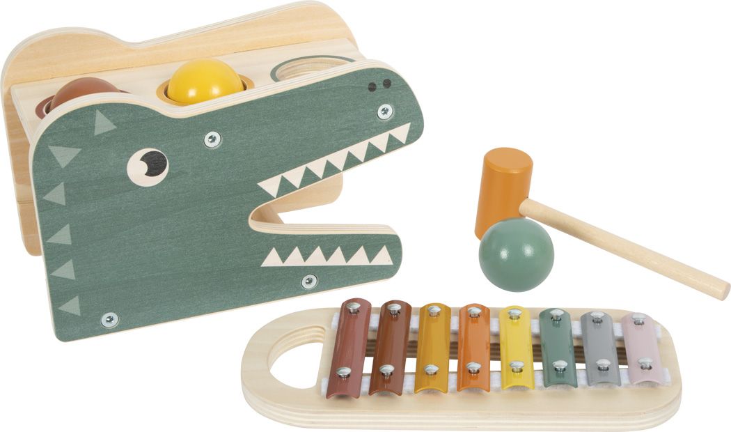 Dřevěné hračky small foot Xylofon a zatloukačka 2v1 "Safari"