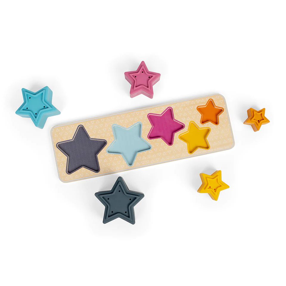 Dřevěné hračky Bigjigs Toys Vkládací puzzle Hvězdy