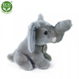 Dřevěné hračky Rappa Plyšový slon sedící 18 cm ECO-FRIENDLY