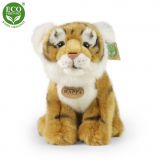 Dřevěné hračky Rappa Plyšový tygr hnědý sedící 25 cm ECO-FRIENDLY