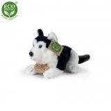 Dřevěné hračky Rappa Plyšový pes Husky 17 cm ECO-FRIENDLY černá