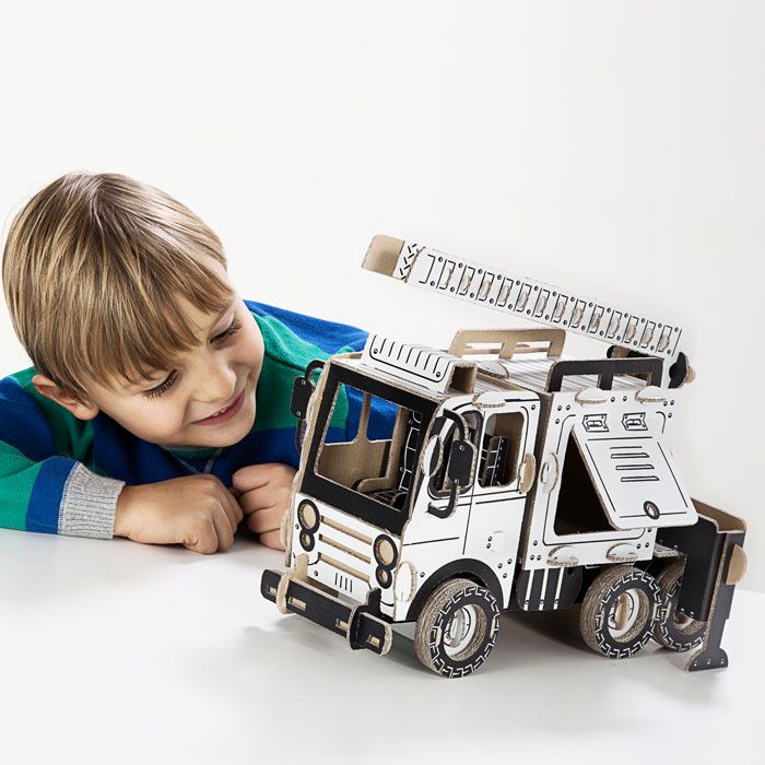 Dřevěné hračky TO DO kartonová 3D skládačka Hasičské auto cisterna
