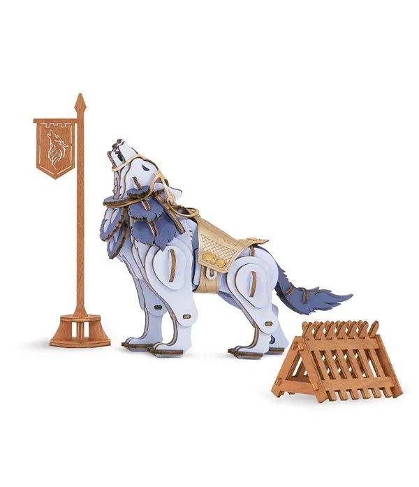 Dřevěné hračky RoboTime 3D Dřevěné puzzle Vlk bojovník - Warrior Wolf