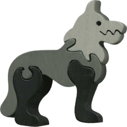 Dřevěné hračky Fauna Dřevěné vkládací puzzle z masivu malý vlk