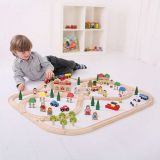 Dřevěné hračky Bigjigs Rail Dřevěná vláčkodráha město a vesnice 91 dílů