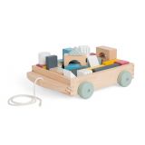 Dřevěné hračky Bigjigs Toys Vozík s dřevěnými kostkami