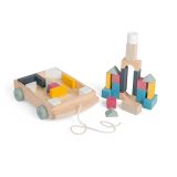 Dřevěné hračky Bigjigs Toys Vozík s dřevěnými kostkami
