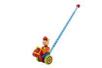 Dřevěné hračky Strkadlo klaun tlačící 60cm dřevo s tyčkou mix barev v sáčku 12m+ Teddies