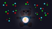 Dřevěné hračky Medvídek Usínáček modrý plyš 32cm na baterie se světlem a zvukem v boxu 12m+ Teddies
