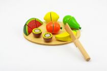 Dřevěné hračky Ovoce krájecí s prkénkem dřevo 17ks 21,5x15x7cm v krabici 24m+ Teddies