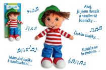 Dřevěné hračky Panenka/Panáček kluk Honzík hadrový plyš 30 cm česky mluvící na kartě Teddies