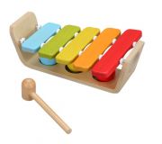 Dřevěné hračky Zatloukačka/Xylofon 2v1 dřevo 29x18cm s kladívkem s koulemi v krabici 30x19x11cm 12m+ Teddies