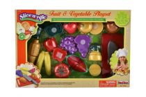 Dřevěné hračky Krájecí ovoce a zelenina 40x27x6cm s nádobím plast 25ks v krabici Teddies