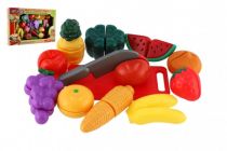 Dřevěné hračky Krájecí ovoce a zelenina 40x27x6cm s nádobím plast 25ks v krabici Teddies