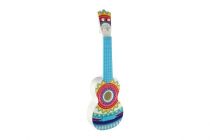 Dřevěné hračky Kytara/ukulele plast 55cm s trsátkem barevná v krabici 24x59x8cm Teddies
