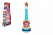 Dřevěné hračky Kytara/ukulele plast 55cm s trsátkem barevná v krabici 24x59x8cm Teddies