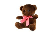 Dřevěné hračky Medvěd/Medvídek sedící s mašlí plyš 15cm tmavě hnědý v sáčku 0+ Teddies