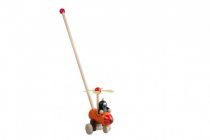 Dřevěné hračky Strkadlo Krtek a vrtulník dřevo 60cm tlačící s tyčkou v sáčku 12m+ Detoa
