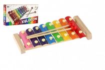 Dřevěné hračky Xylofon dřevo/kov 24cm s paličkami v krabici 25x13x4cm Teddies