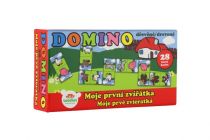 Dřevěné hračky Domino Moje první zvířátka dřevo společenská hra 28ks v krabičce 17x9x3,5cm MPZ Teddies