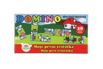 Dřevěné hračky Domino Moje první zvířátka dřevo společenská hra 28ks v krabičce 17x9x3,5cm MPZ Teddies