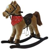 Dřevěné hračky Kůň houpací hnědý plyš na baterie 71cm se zvukem a pohybem nosnost 50kg v krabici 62x56x19cm Teddies