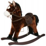 Dřevěné hračky Kůň houpací hnědý plyš výška 71cm nosnost 50kg v krabici 62x56x19cm Teddies